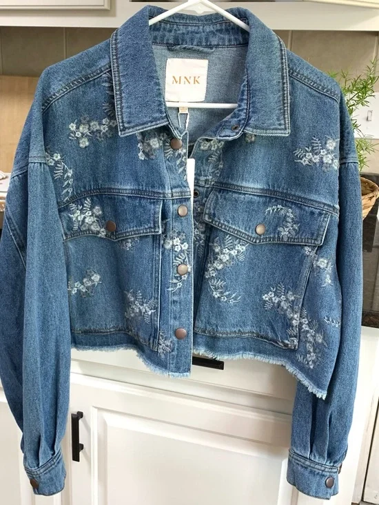 Embroidered Denim Crop Fringe Jacket - Picture 5 of 9